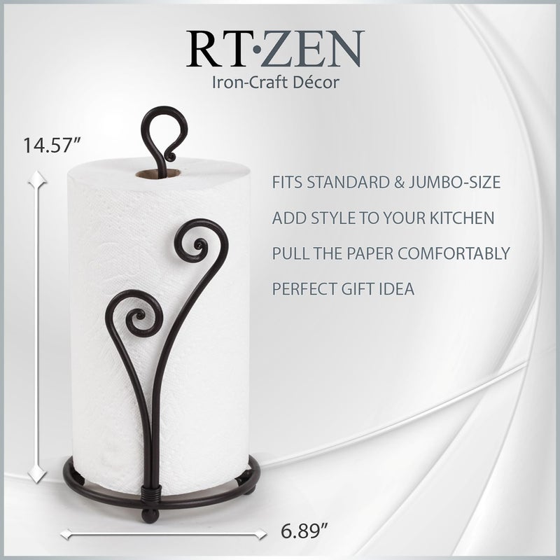 RTZEN Matte Black Paper Towel Holder Countertop - Decorative Farmhouse Paper Towel Roll Holder - Rustic Metal Modern Stand for Kitchen or Bathroom (Heart Shaped) - Image 5